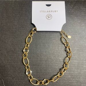 Stacked‎ Link Necklace In Gold-crystal